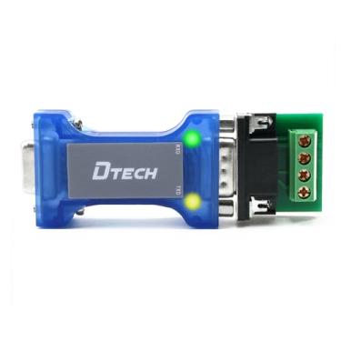 Imagem de DTECH Adaptador conversor de grau industrial RS232 para RS485 protetor de isolamento óptico com luzes LED TX/RX para comunicação industrial de série de longo curso