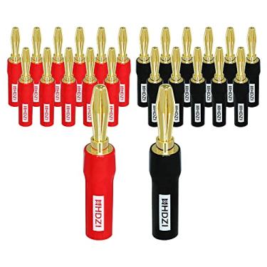 Imagem de HHDZI Plugues banana ouro 24K, sem soldagem, plugues banana para cabo de alto-falante, adaptador de conector de áudio, adequado para cabo de alto-falante, receptor de áudio e vídeo de parede,