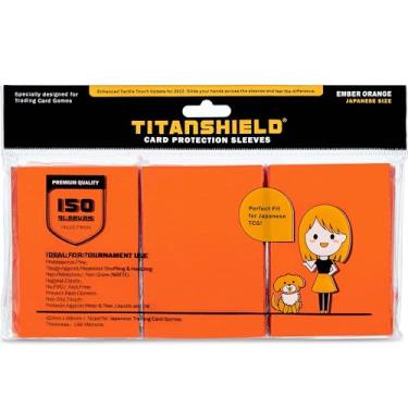 Imagem de TitanShield (Manga 150/laranja brasa) Pequeno tamanho japonês mangas para cartas colecionáveis protetor de baralho para Yu-Gi-Oh, Cardfight!! Vanguard e mais