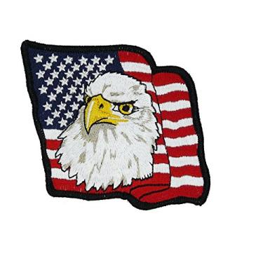 Imagem de Jaqueta de fantasia de Halloween bandeira americana de águia careca boné bordado fácil de passar..