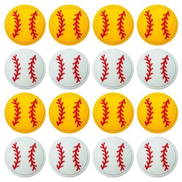 Imagem de 16 peças de apliques de beisebol softball, apliques de bordado para chapéus, mochilas, roupas, camisetas, jaquetas, jeans, acessórios DIY (8 amarelos + 8 brancos)