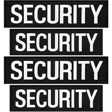 Imagem de 4 peças de patch de segurança com letras bordadas crachá de segurança uniforme durável gancho e laço patch para jaqueta colete bolsa chapéu, 2 tamanhos