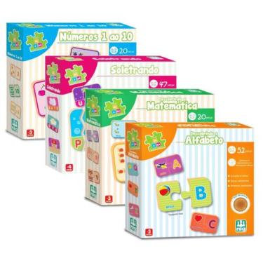 Imagem de Kit 4 Jogos Educativo Alfabeto Matemática Números Soletrando - Nig Bri