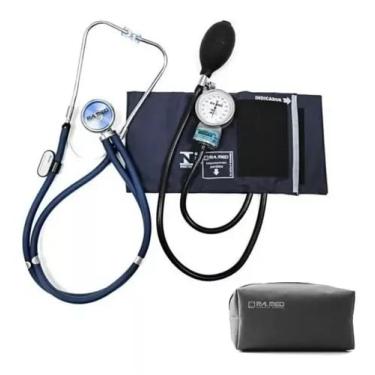 Imagem de Kit Esfigmomanômetro + Estetoscópio Rappaport P.a.m.e.d. Cor Azul