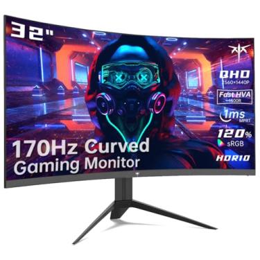 Imagem de KTC Monitor de jogos curvo de 32 polegadas, monitor 2K 165Hz, monitor 1440p 144Hz, 1500R sem moldura, 1ms, HDR, FreeSync Premium, DisplayPort/HDMI/USB, suporte de parede VESA, monitor de PC, H32S17