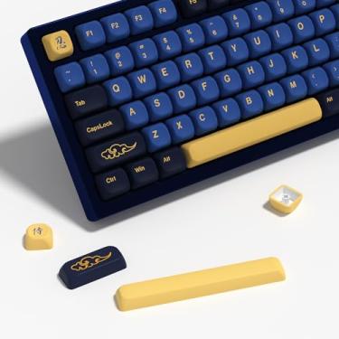 Imagem de YMKPVR KBDiy Teclas Samurai Azul 75% Perfil KOA, Cinco Lados Dye-Sublimation PBT Teclado Retrô Personalizado, Conjunto de 131 Teclas para Teclados Mecânicos Cherry Gateron MX Switches