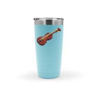 Imagem de SpreadPassion Copo de violino, presente para amantes de violino, copo de aço inoxidável para violino, copo isolado de 590 ml, ideia de presente de aniversário de Natal (azul claro)