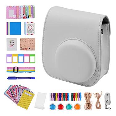 Imagem de Kit de conjunto de acessórios para camera instantanea 12 em 1 compatível com Fujifilm Instax Mini 11 incluindo bolsa para camera/al?a para camera/álbum de fotos/clipes de fotos/porta-retra/453(Branco)