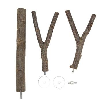 Imagem de Poleiro de galho de pássaro, brinquedo de gaiola de moagem segura de madeira, periquito escalando galhos em pé brinquedo gaiola mastigável acessórios para pequenos periquitos