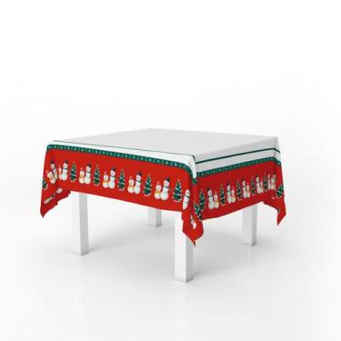 Imagem de Toalha De Mesa Quadrada Árvore e Boneco de Neve 146x146cm - PRESENTE-B