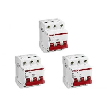 Imagem de Kit C/3 - Disjuntor Steck Din Tripolar 63A Sd63 C Sdd63C63