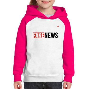 Imagem de Moletom Infantil Fake News - Foca na Moda, Branco, Rosa, 8