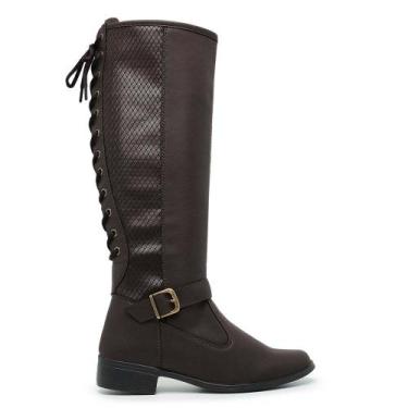 Imagem de Bota Montaria Feminina Cano Longo de Amarrar - Schiareli, Marrom, 38
