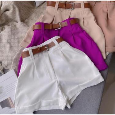Imagem de Short Alfaiataria feminino cintura alta com cinto marrom - Anna Chic M