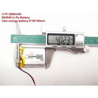 Imagem de Bateria C/2 Fios 3,7v 1000mah 8mm X 30mm X 40mm Nova - KMIG