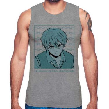 Imagem de Regata Fall Down Seven Times, Stand Up Eight - Foca na Moda, Cinza, P