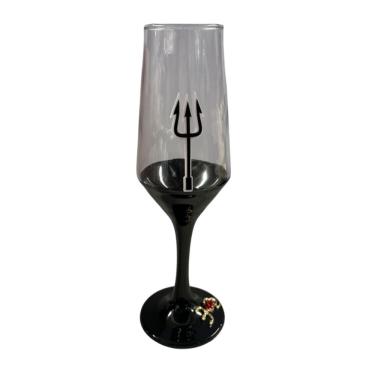 Imagem de Taça Pomba Gira Tridente Rosa Negra Champagne Vidro 186ml