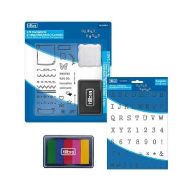 Imagem de Blister Cartela Carimbos e carimbeiro Planner e Letras - Tilibra