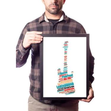 Imagem de Lindo Quadro A3 Bandas De Rock Guitarra Word Cloud - Fanarte