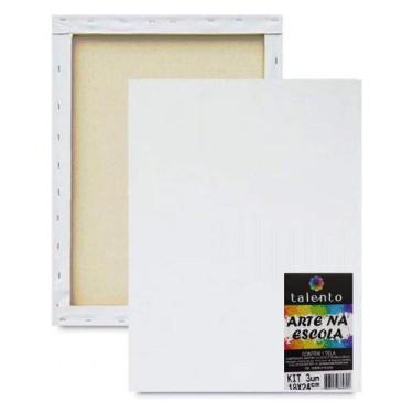 Imagem de Tela de Pintura Talento Chassis Simples Escolar 18x24 Kit C/ 3 Unidade