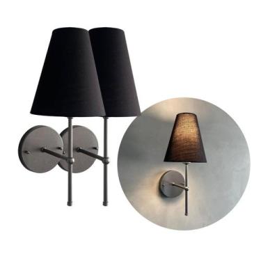 Imagem de Kit 2 Arandelas De Parede Classica E27 Bivolt Cupula Bege, Branco e Pr