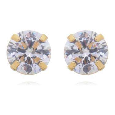 Imagem de Brinco Banhado a Ouro 18k Pedra de Zircônia Pequeno Delicado - Enzara 
