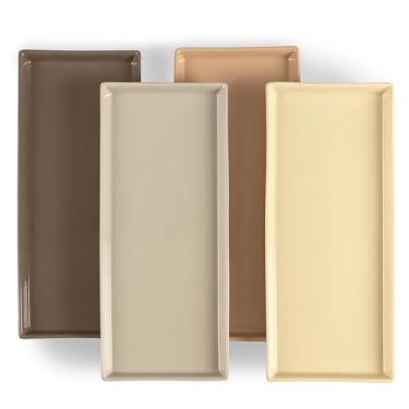 Imagem de Home Beets Travessas de cerâmica de cor neutra (pratos retangulares de 35 x 15 cm) para entretenimento, comida, aperitivos, sobremesas, tábua de queijo, charcutaria, sushi - conjunto de 4 bandejas de