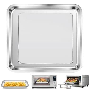 Imagem de Frigideira Air Fryer Assadeira para Nuwave Bravo 12 em 1 21 Qt Air Fryer Torradeira Forno, 29 cm * 26 cm Air Fryer Grill Pan Grill Plate Crisper Plate Rack Peças Acessórios Bandeja, Aço Inoxidável
