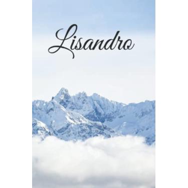 Imagem de Lisandro: Carnet de notes - 100 pages - encadré ligné - personnalisé avec le prénom - format 13cm X 20cm - bleu montagne neige