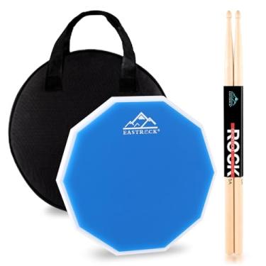 Imagem de EASTROCK Practice Drum Pad, 30,5 cm almofada de silicone deslizante dupla face, tambor de silicone para iniciantes, branco + azul
