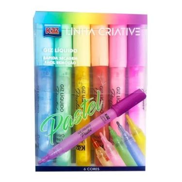 Imagem de Giz Líquido 6 Cores Multiuso P/Vidro Lousa Madeira Espelhos (Pastel)