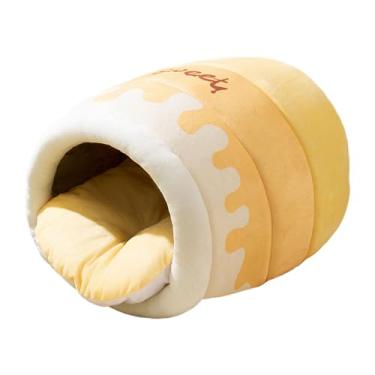 Imagem de Generic Honey Pot Cat Bed Kitten Cave Bed Canil Casa para Pequenos Animais, Condomínio para Casa de Gatos para Filhotes Pomerânia Chihuahua Poodle, L Yellow
