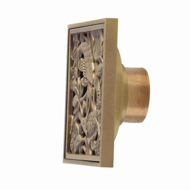 Imagem de Filtro de Drenagem de Chão de Chuveiro de 10cm de Latão Antigo Tampa Grelha Filtro de Drenagem de Latão de para Cozinha Banheiro Varanda (Como um peixe na água)