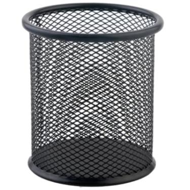 Imagem de Porta-Lápis Organizador em Malha Metálica, 10 cm, Preto, Redondo, para Escritório