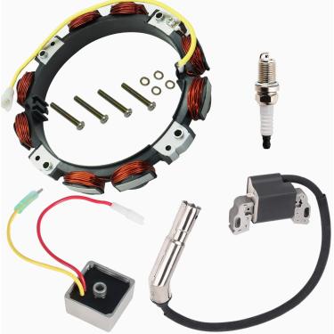 Imagem de FOTN Estator de alternador X105 para John Deere X106 X107 X110 X115R X116R X120 X125 X126 X145 Z225 Z325E Z365R com regulador de bobina de ignição velas de ignição