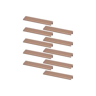 Imagem de Kit 12 Puxador Slim De Gaveta Armario Moveis Tito 64mm (Cobre Fosco)
