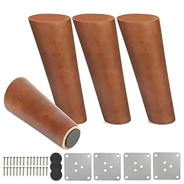 Imagem de DBEIXIWEI 4 peças de pernas de móveis oblíquas afuniladas de 15 cm, pernas modernas de madeira de nogueira, pernas modernas de meados do século para sofá, mesa de canto de TV, armário de cômoda
