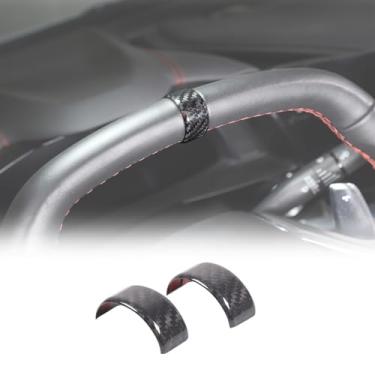 Imagem de Capa de acabamento circular para console central de fibra de carbono real adequada para Chevrolet Corvette C8 2020-2023, adesivo decorativo redondo do painel do console central do carro, 2 peças