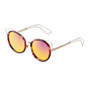 Imagem de Óculos de sol estilo olho de gato, espelhado de metal, feminino, armação de lente redonda, óculos steampunk, óculos de sol masculinos, UV400, C6, tamanho único