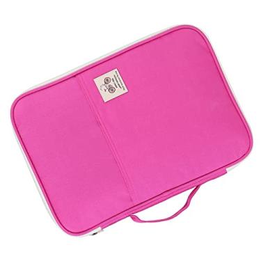 Imagem de Bolsa Organizadora de Documentos Com Zíper, 5 Cores A4 Pasta de Arquivo Portfólio para Viagens de Negócios Roxo Preto Rosa Vermelho Laranja Luz Verde (Rosa vermelha)