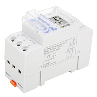 Imagem de Interruptor de Temporizador, relé de Tempo LCD, Plástico Durável Bateria Removível Estável Prática Semanal para Uso Doméstico Interruptor de Temporizador Programável 12V DC 16A