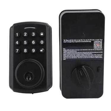 Imagem de Fechadura de porta de entrada sem chave, fechadura de porta com teclado de liga de alumínio, fechadura eletrônica multifuncional de porta, controle de APP com chave de códigos