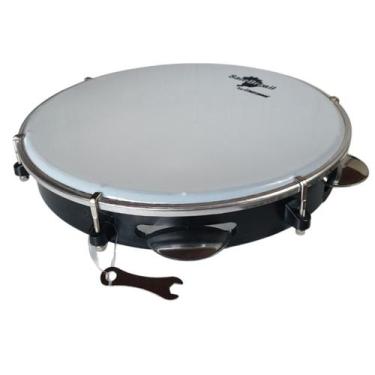 Imagem de Pandeiro Preto 10" Pele Branca Sam Brasil Novo Liverpool