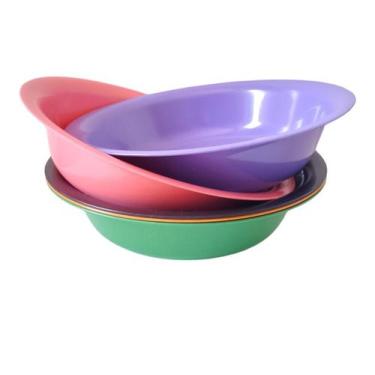 Imagem de Conjunto 5 Pratos Tigela Cumbuca grande Sopa caldos Refeição Plástico 
