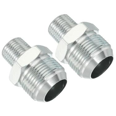 Imagem de PATIKIL Conector adaptador de tubo 1-5/40.6 cm macho 37 ° Flare JIC x 1/5.1 cm macho R encaixe de tubulação 2 peças conector hidráulico de encaixe de restrição de alimentação de óleo para sistema de