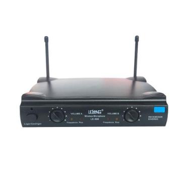 Imagem de Kit microfone duplo sem fio  le 906   2 caixas thor 12' ativa   tripés