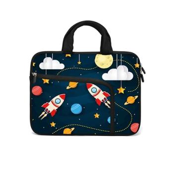 Imagem de HAPLIVES Capa para laptop de 11,6 polegadas – capa para Chromebook, Ultrabook e tablet com dois bolsos e alça de neoprene (foguete)