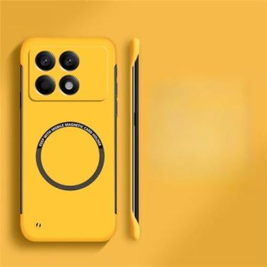 Imagem de Capa de telefone sem moldura magnética ultra fina, pc duro, para xiaomi poco x6 pro f3 f4 f5 pro, capa sólida fosca de cor pura, amarela, para poco f5