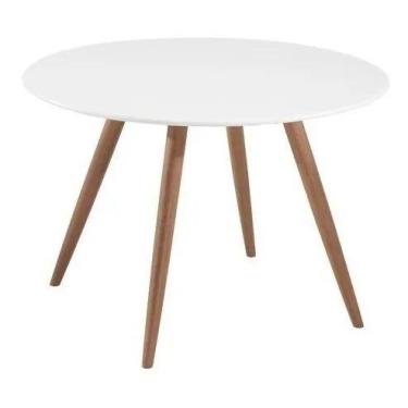Imagem de Mesa Jantar Redonda 90cm Branca Pé Palito Inclinado Tampo Mdf - JTHOME