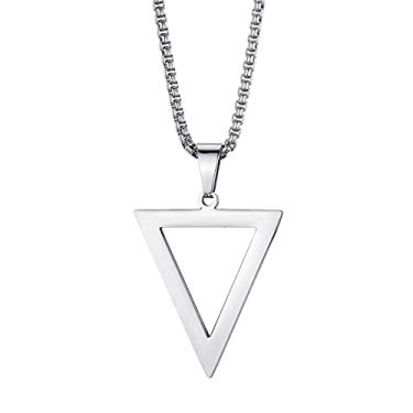 Imagem de MOO&LEE Colar de triângulo invertido com pingente geométrico de aço inoxidável para homens e meninos, colar BFF para 2